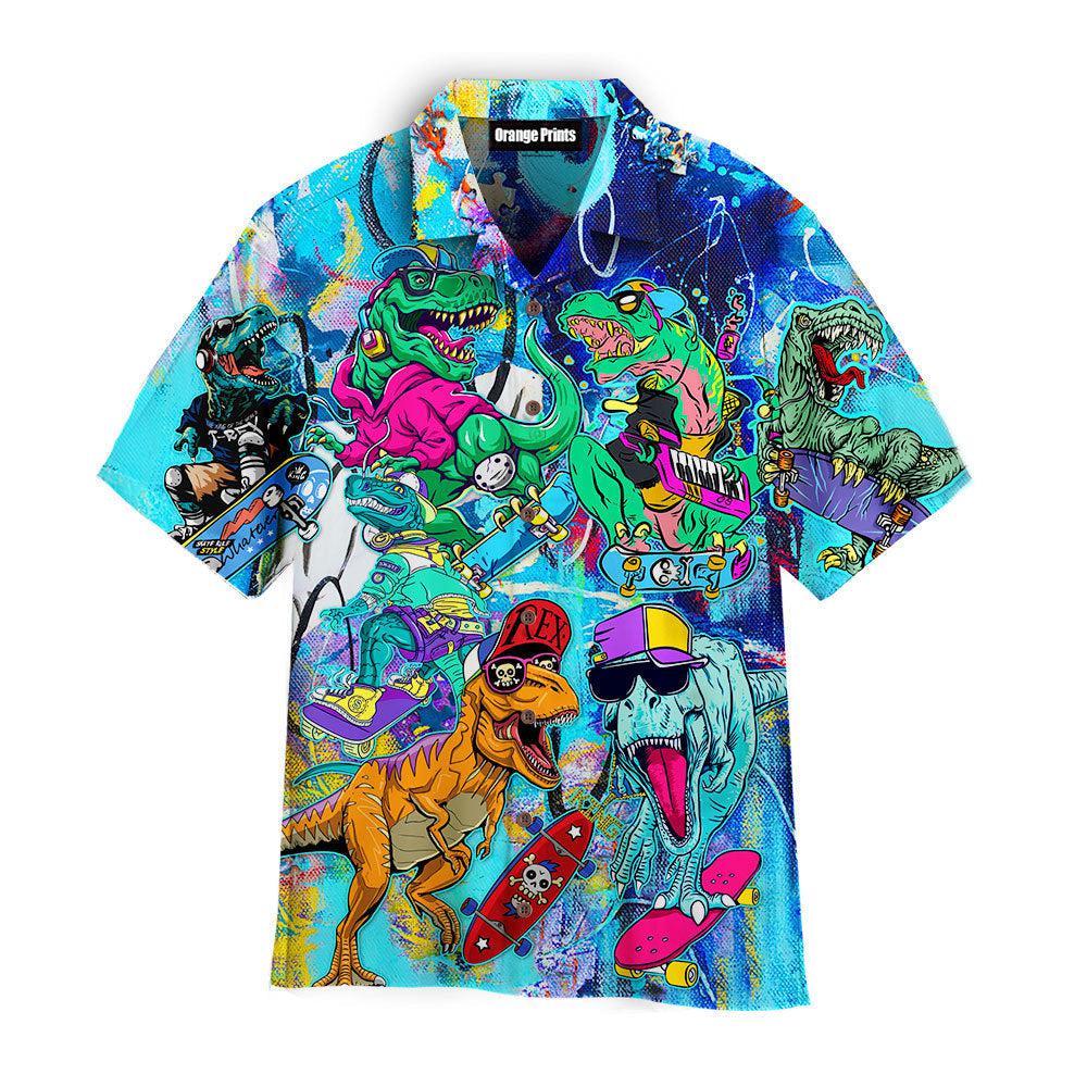 Dinosaurs Love Skateboards Aloha Hawaii Shirts For Men Women Ha23195