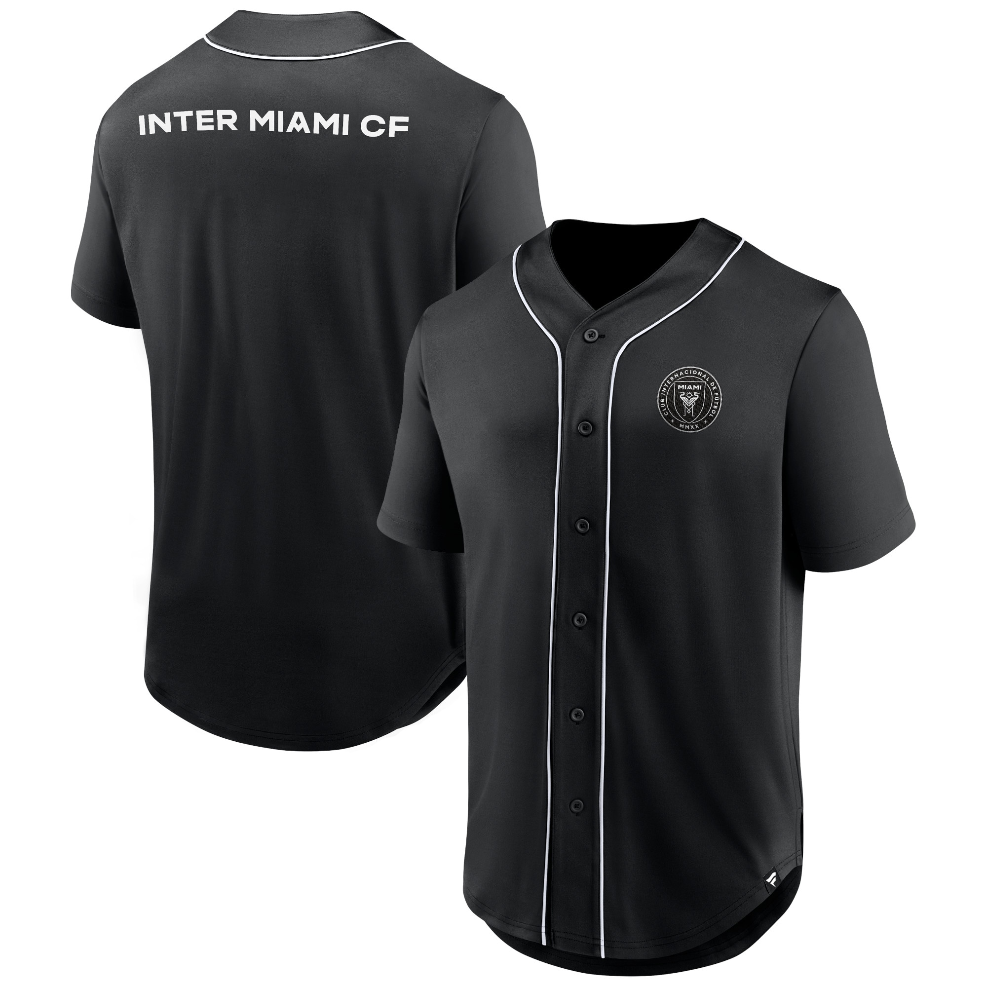 Inter Miami CF Branded Third Period Fashion Baseball Button-Up Jersey – Black