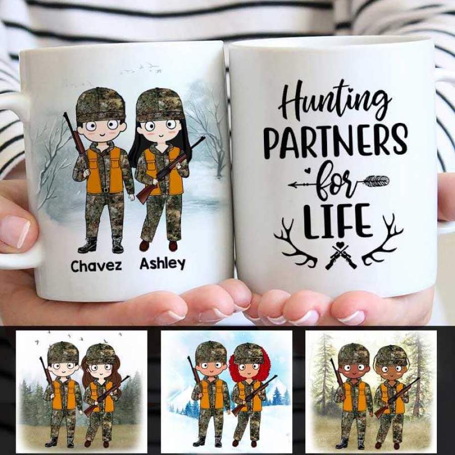 Hunting Chibi Couple New Camo Personalized Mug