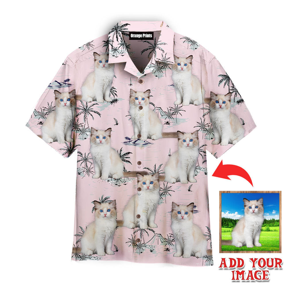 Pretty Bicolor Ragdoll Kitten On Pink Island Custom Hawaiian Shirt | For Men & Women | Hwp1100