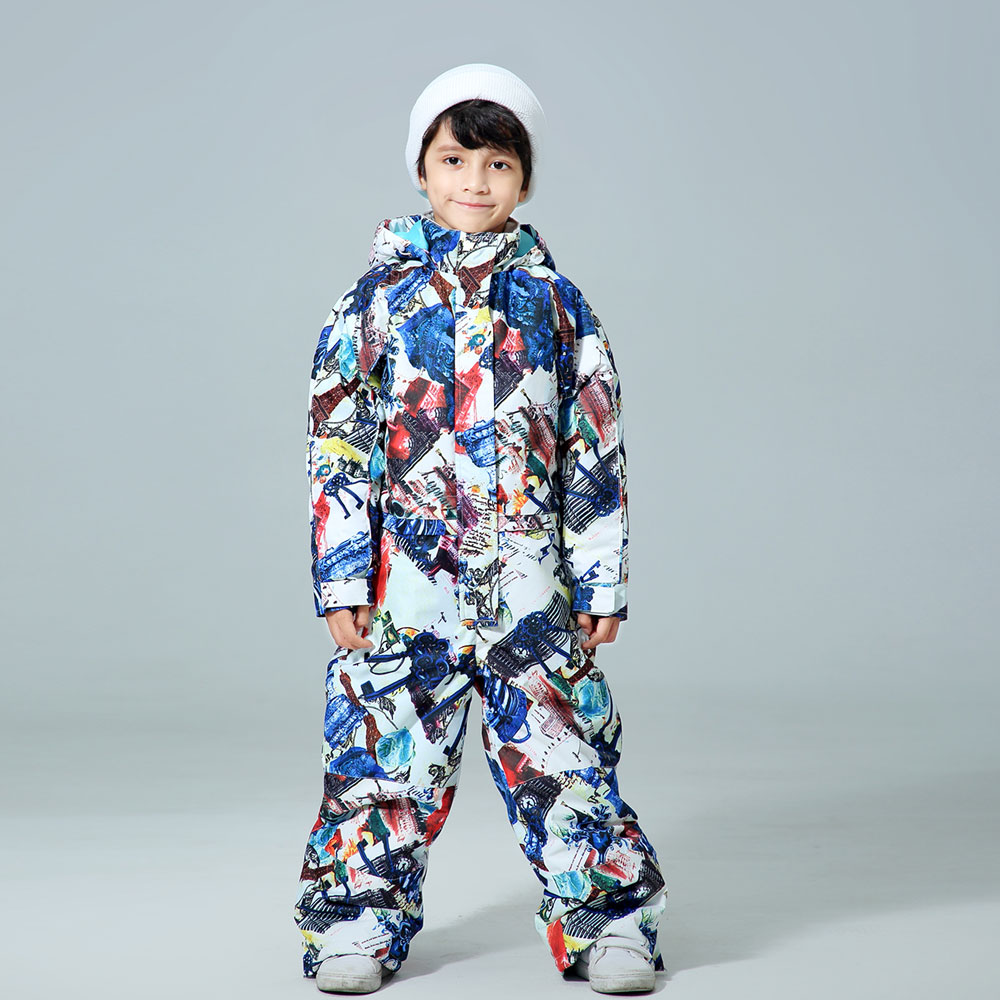 Boys Children’s Snow Suit Snowboarding Sets waterproof outdoor sports wear Ski Coat and strap snow pant Kids Costume alx