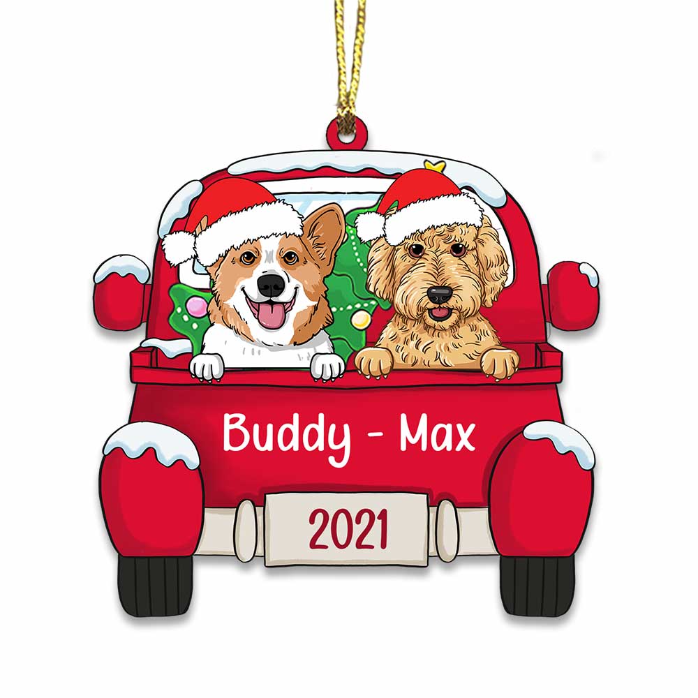 Personalized Dog Christmas Red Car Ornament Nb49 81O34