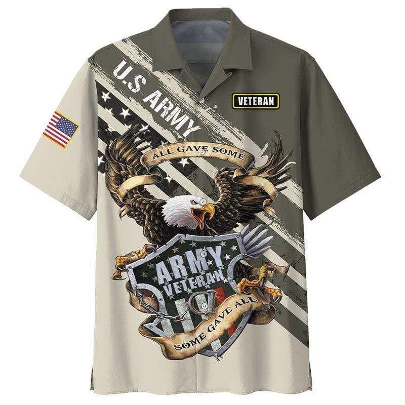Beach Shirt Veteran Eagle Army Hawaiian Unisex Aloha Shirts V