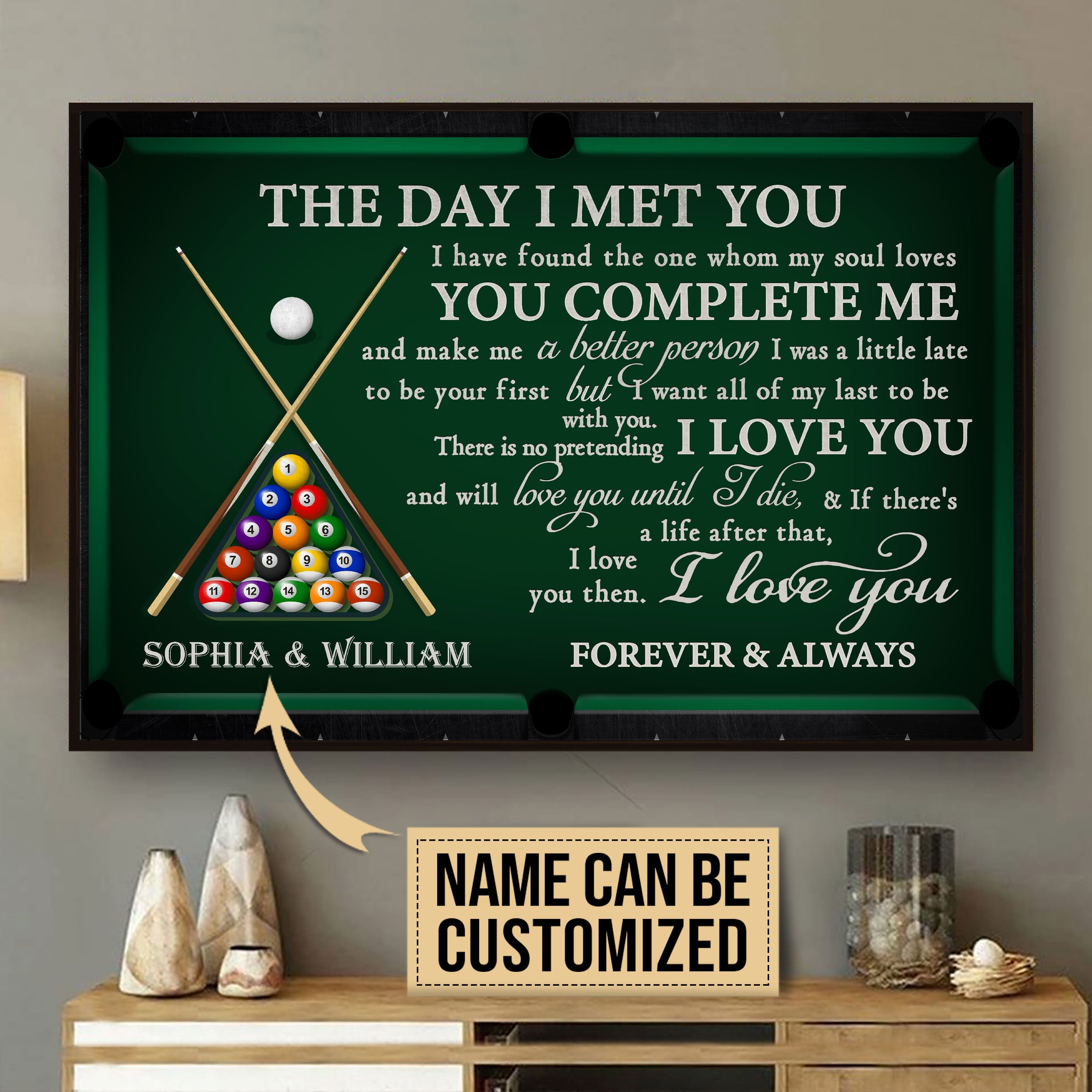 Aeticon Gifts Personalized Billiard Board The Day I Met You Canvas Mom Dad Gift Home Decor