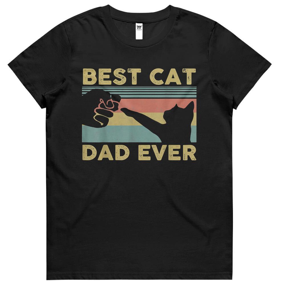 Best Cat Dad Ever Tee Funny Cat Daddy Father Vintage Womens Tshirts