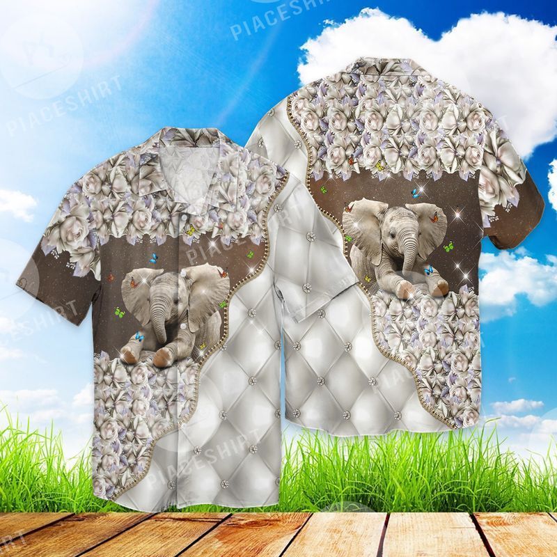 Elephant 2 For Men And Women Graphic Print Short Sleeve Hawaii Casual Shirt Ha84429