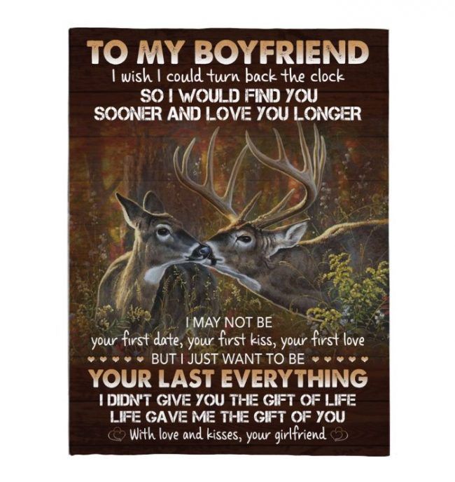 Your Last Everything Deer Couple Valentine’s Day Gift From Girlfriend Fleece Blanket