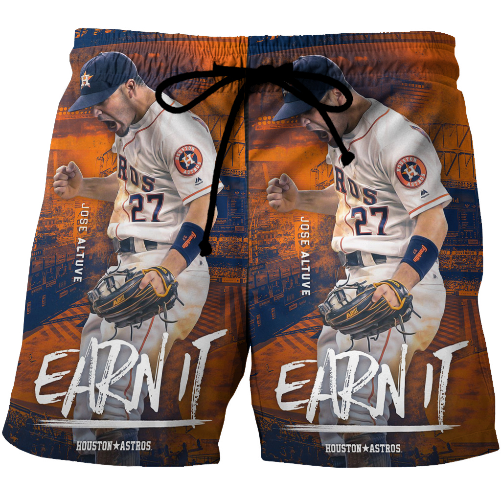 Houston Astros Jose Altuve 27 3D All Over Print Summer Beach Hawaiian Short