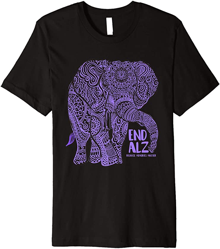 Purple Elephant Alzheimer Awareness Apparel & gifts, END ALZ Premium T-Shirt