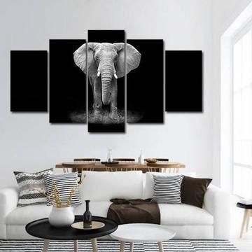 African Elephant 2 Animal 5 Panel Canvas Art Wall Decor