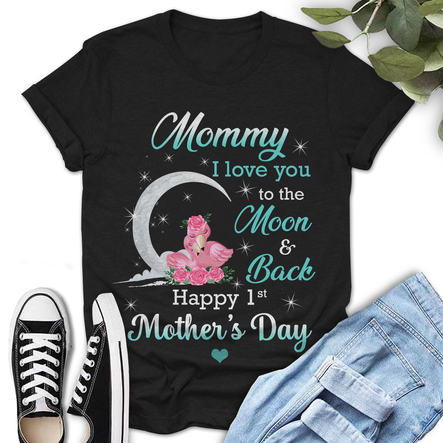 Mommy I Love You To The Moon And Back Flamingo Cute T Shirt Funny Gift Happy Mother’s Day