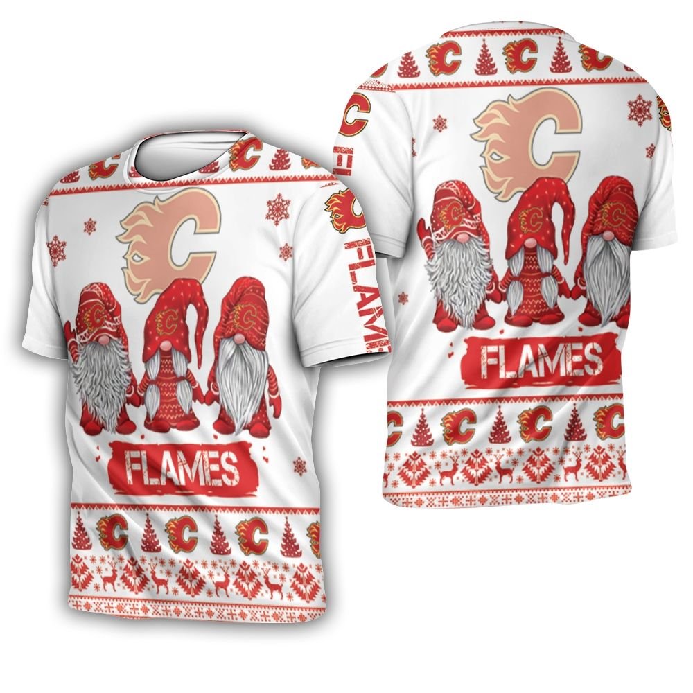 Christmas Gnomes Calgary Flames Ugly Sweatshirt Christmas 3D 3D T-Shirt