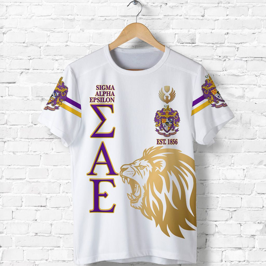 (Custom Personalised) Sigma Alpha Epsilon Sae T Shirt Simple Style – White Lion Ver Lt8