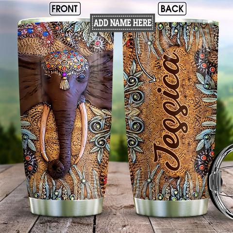 Personalized Elephant Wooden Style Stainless Steel Tumbler, Personalized Tumblers, Tumbler Cups, Custom Tumblers