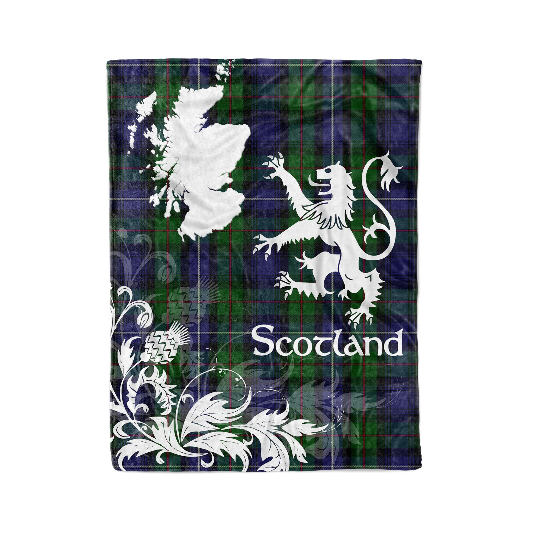 Tartan Plaid Fleece Blanket Tartan Blanket Thistle And Lion Scottish Clan Donnachaidh Robertson Green Plaid Blanket