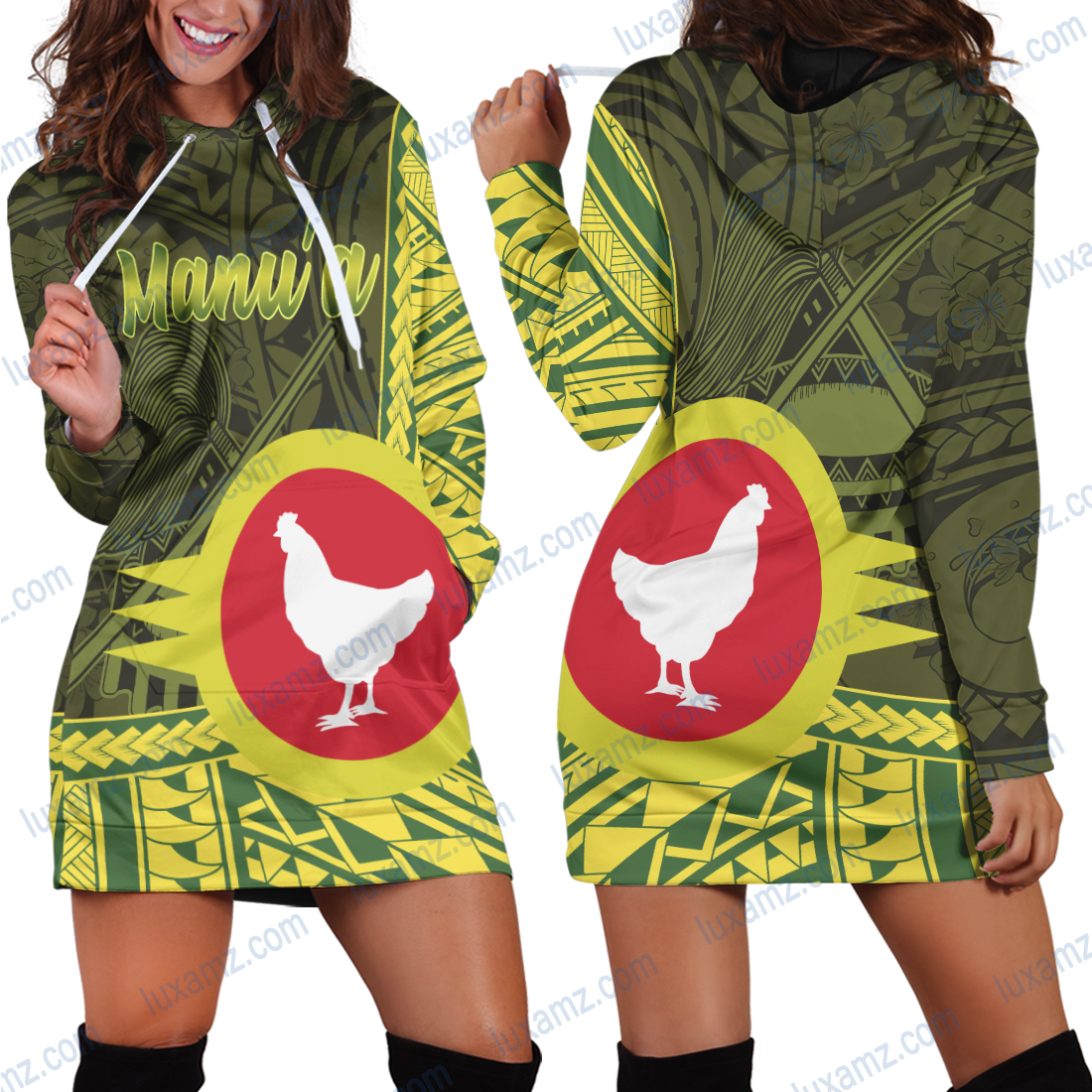 American Samoa Manu_a Polynesian Patterns Hoodie Dress