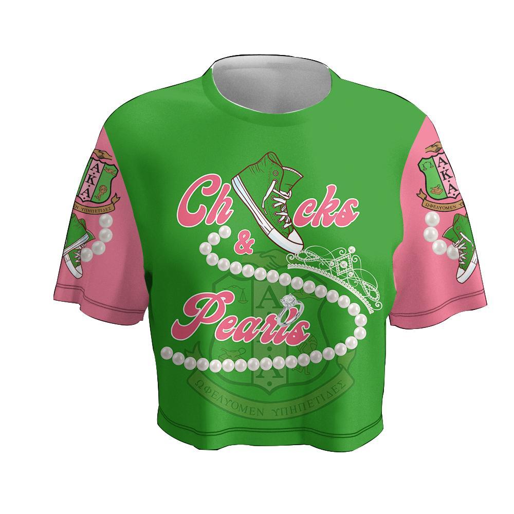 Wonderprint T-Shirt – Alpha Kappa Alpha Chucks And Pearls Croptop T-Shirt K.H Pearls J09