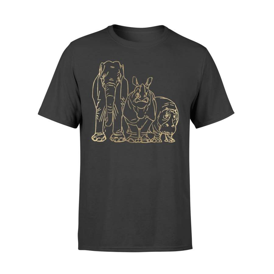 African Safari Animals Elephant Hippo And Rhino T-Shirt