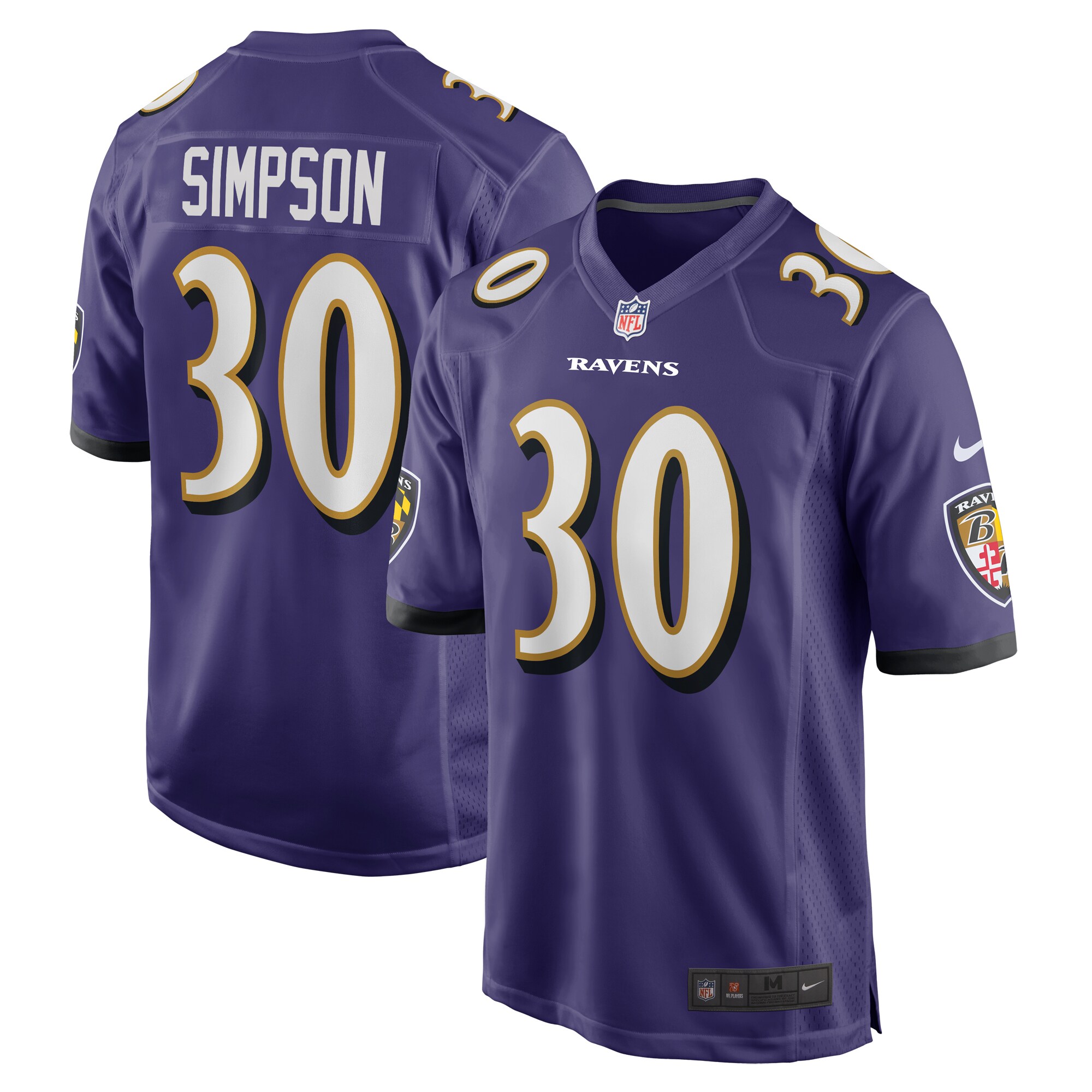 Trenton Simpson Baltimore Ravens Game Jersey – Purple