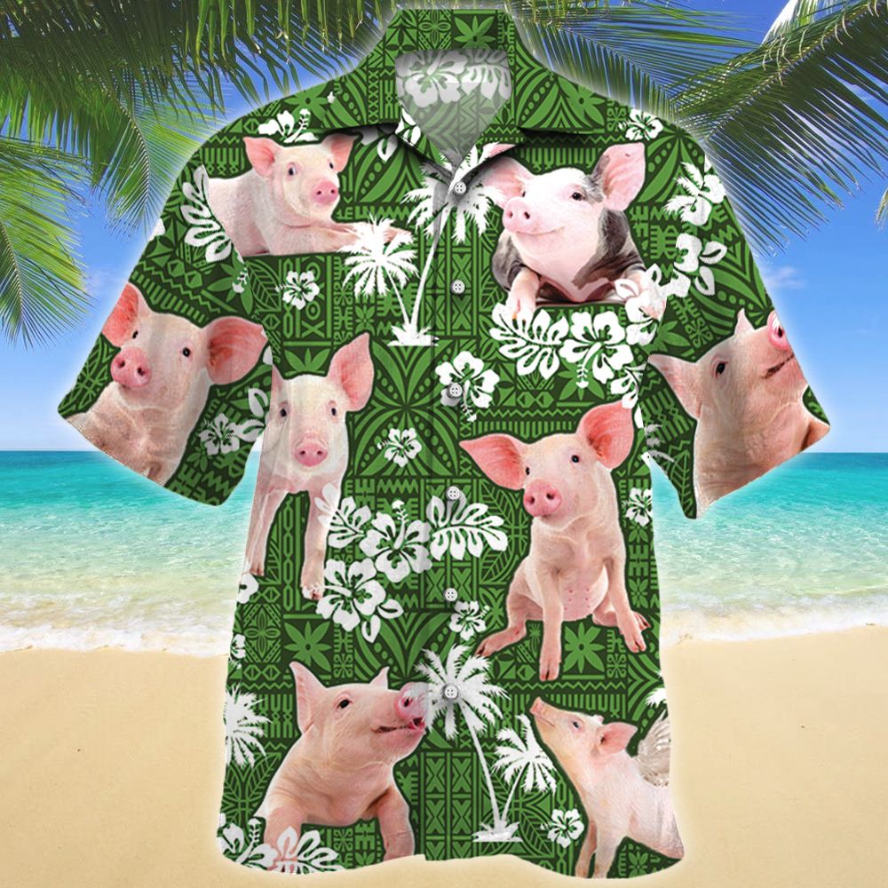 Pig Green Tribal Pattern Hawaiian Shirt For Aloha Ha67611