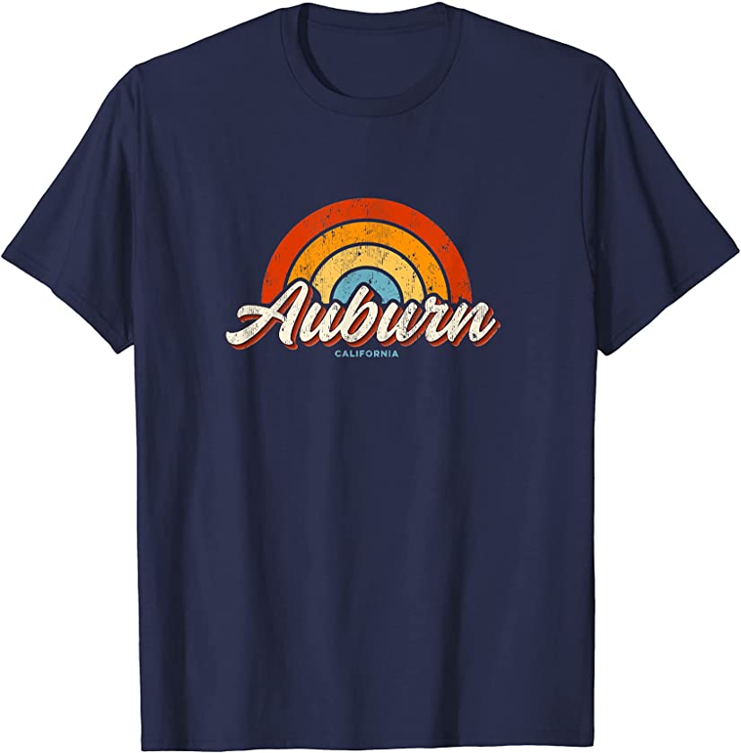 Auburn California CA Vintage Rainbow Retro 70s T-Shirt