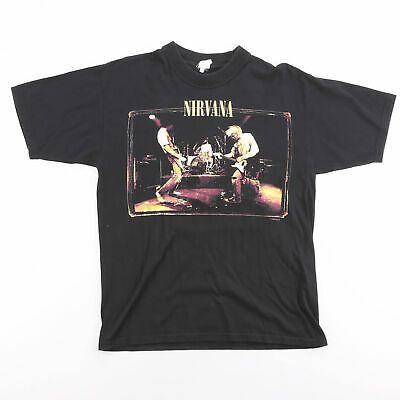 Vintage Nirvana 1996 Band Merch Black 90s Short Sleeve T-shirt S M 9742