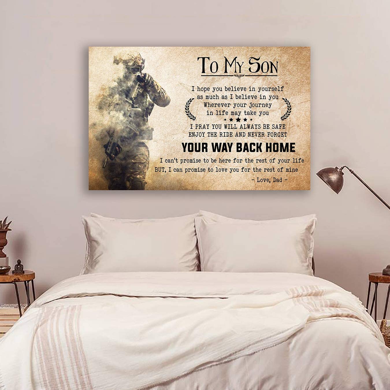 Poster for Room Aesthetic -Command Strips Wall Decor – Hn298 Soldier Poster – Dad to Son – Your Way Back Home