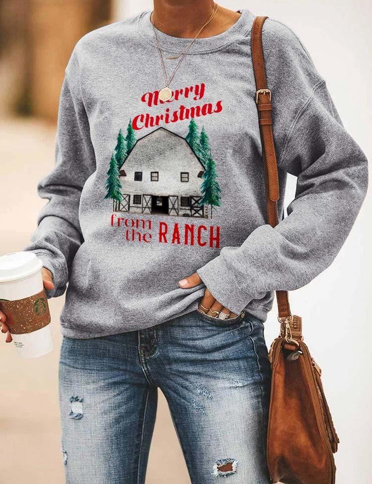 Women’S Merry Christmas From The Ranch Sweatshirt