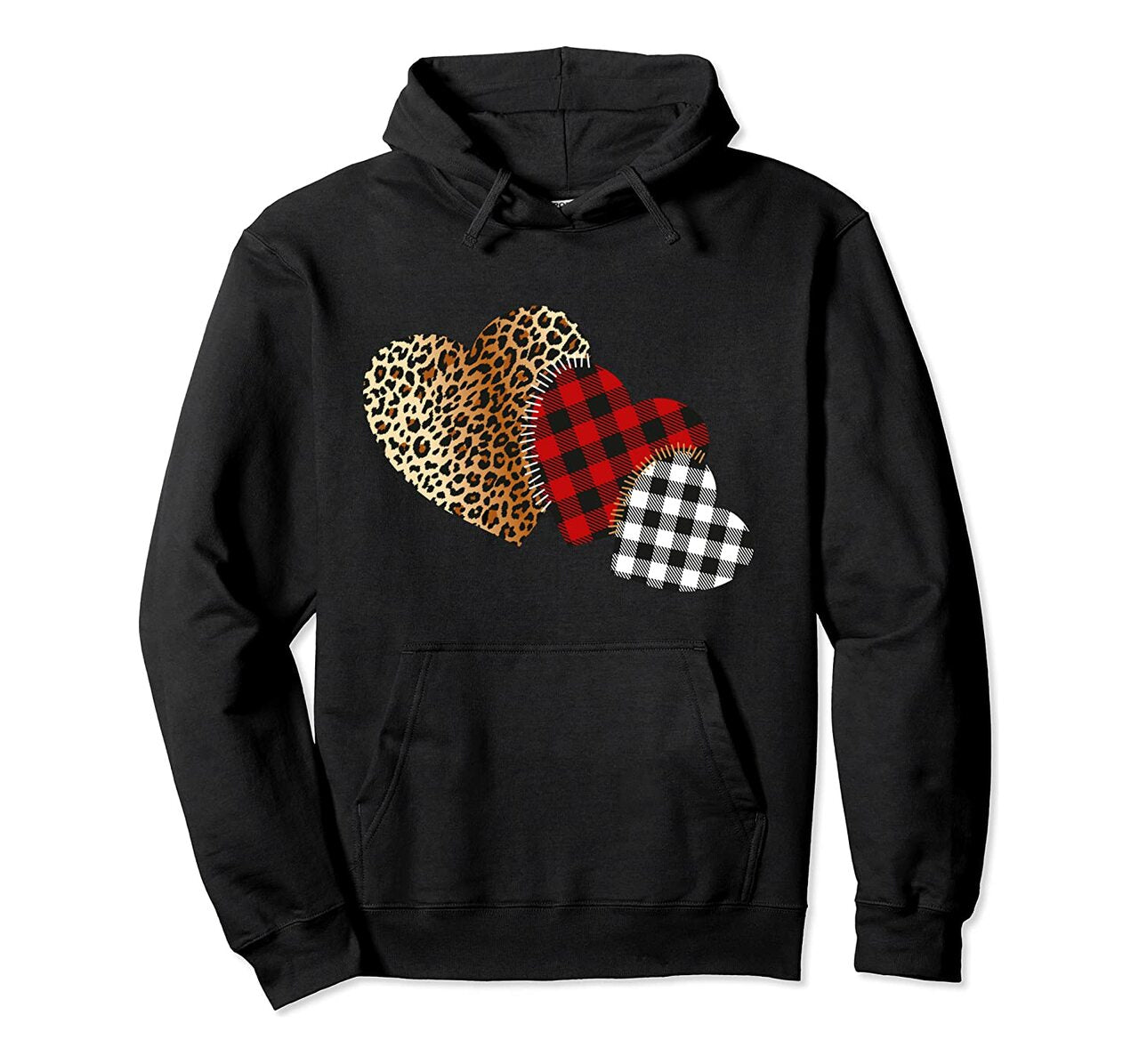 Three Hearts Leopard Plaid Girls Valentines Day Girl Kids Pullover Hoodie T Shirt, Sweatshirt,Hoodie