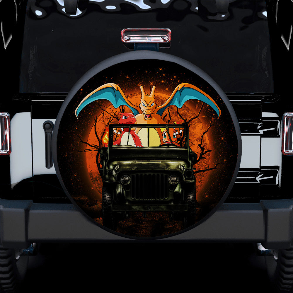 Charizard Charmender Pokemon Ride Jeep Moonlight Halloween Funny Car Spare Tire Covers Gift For Campers