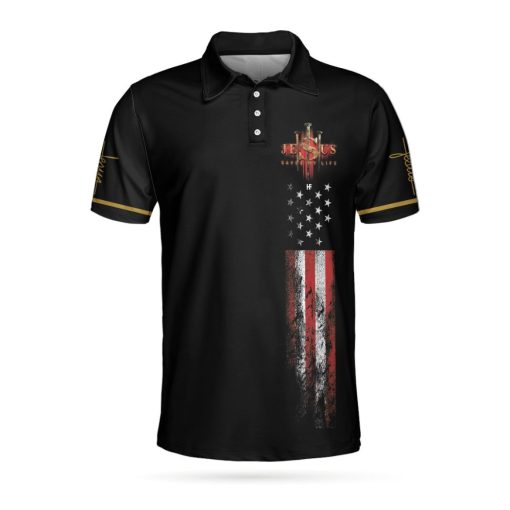 Jesus Saved My Life Short Sleeve Polo Shirt, Black Polo Shirts For Men And Women