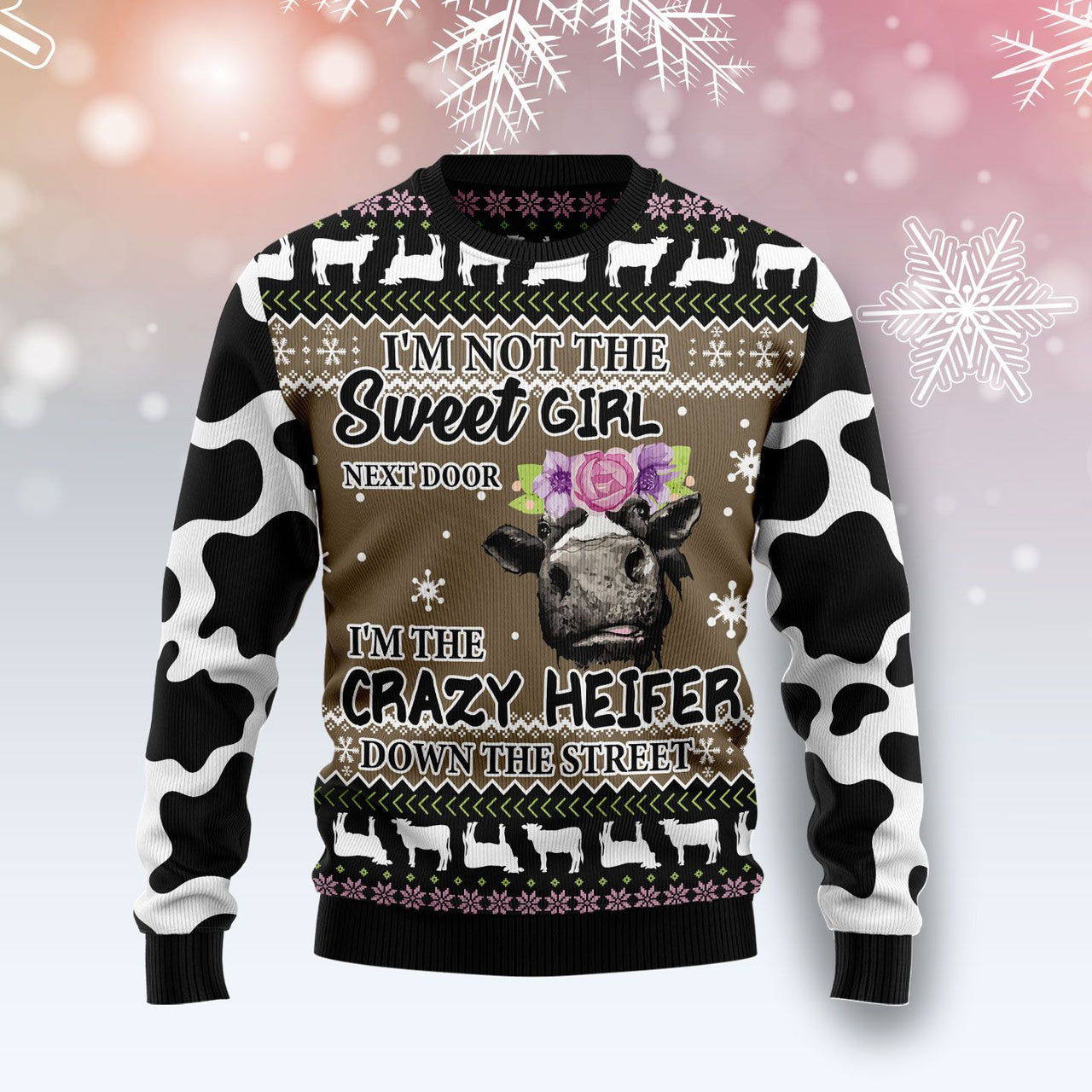 The Crazy Heifer Ugly Christmas Sweater | For Men & Women | Adult | Us1465