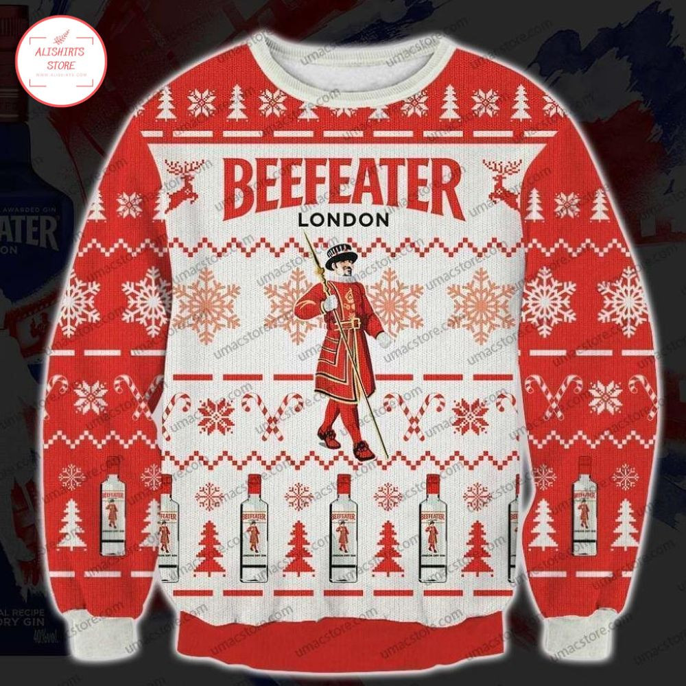 Beefeater London 3D Print Christmas Sweater