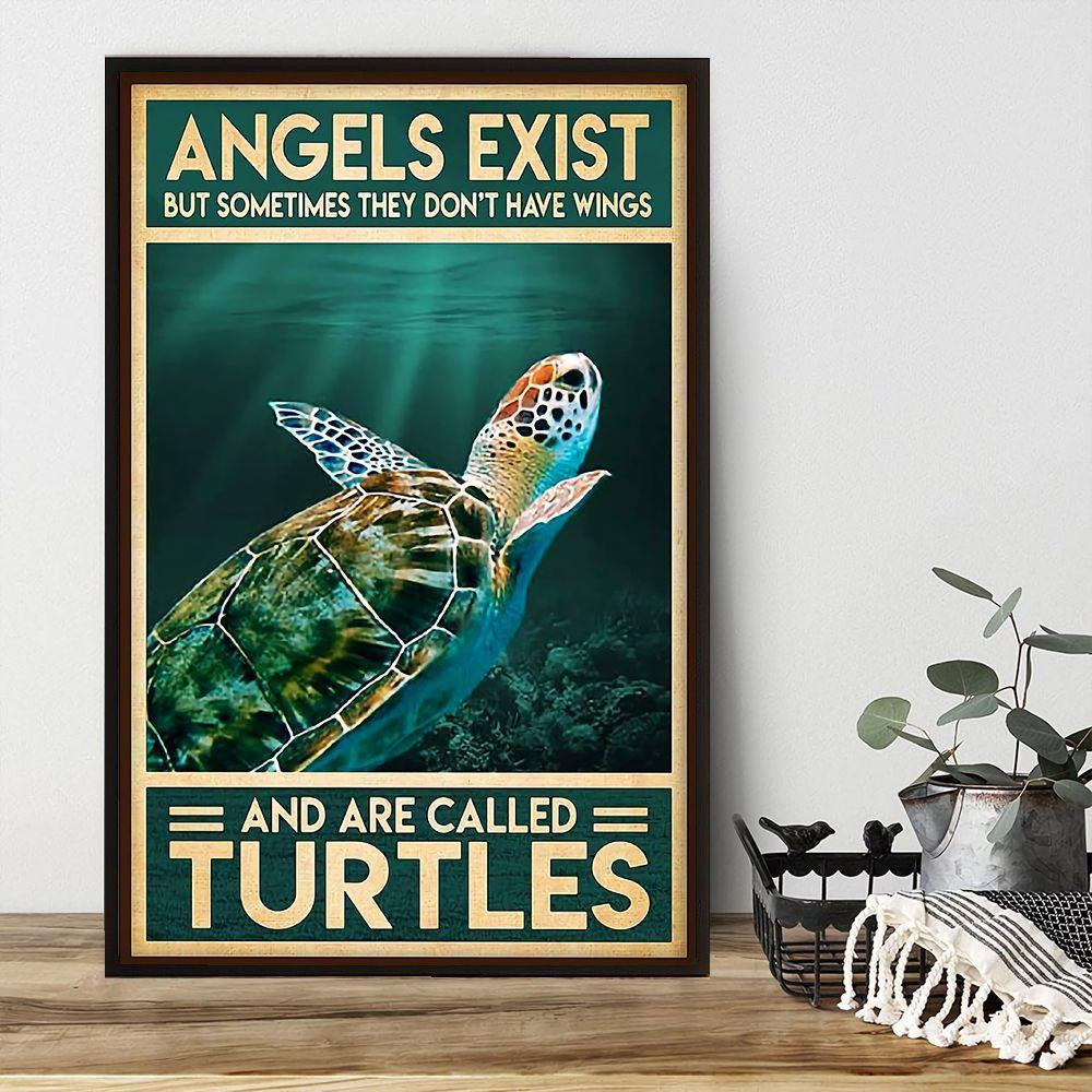 Angels And Are Called Turtle Poster Home Décor Gift For Men Women Friend Friend