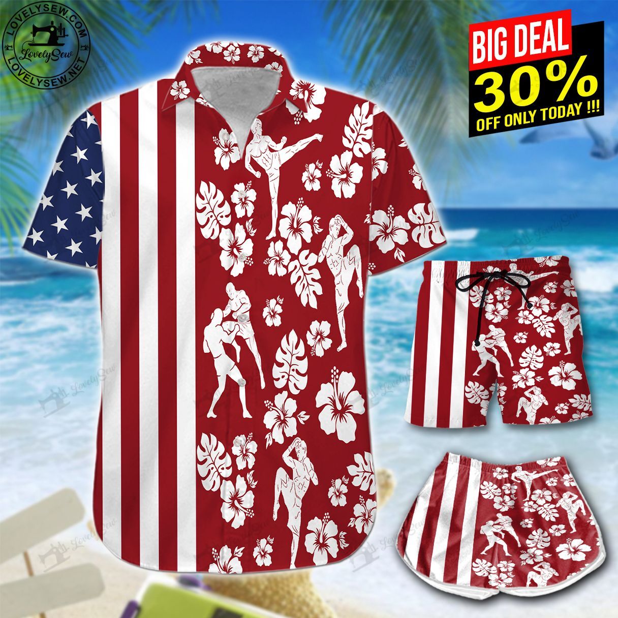 Kick Boxing Flag Hawaiian Shirt Shorts Ha67795