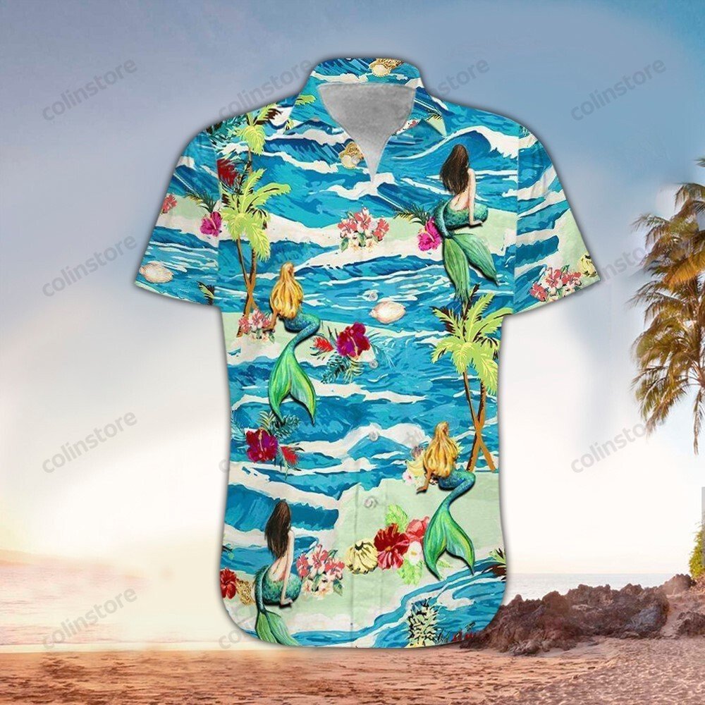 Mermaid Hawaii Button Up Shirt Aloha Ha20557