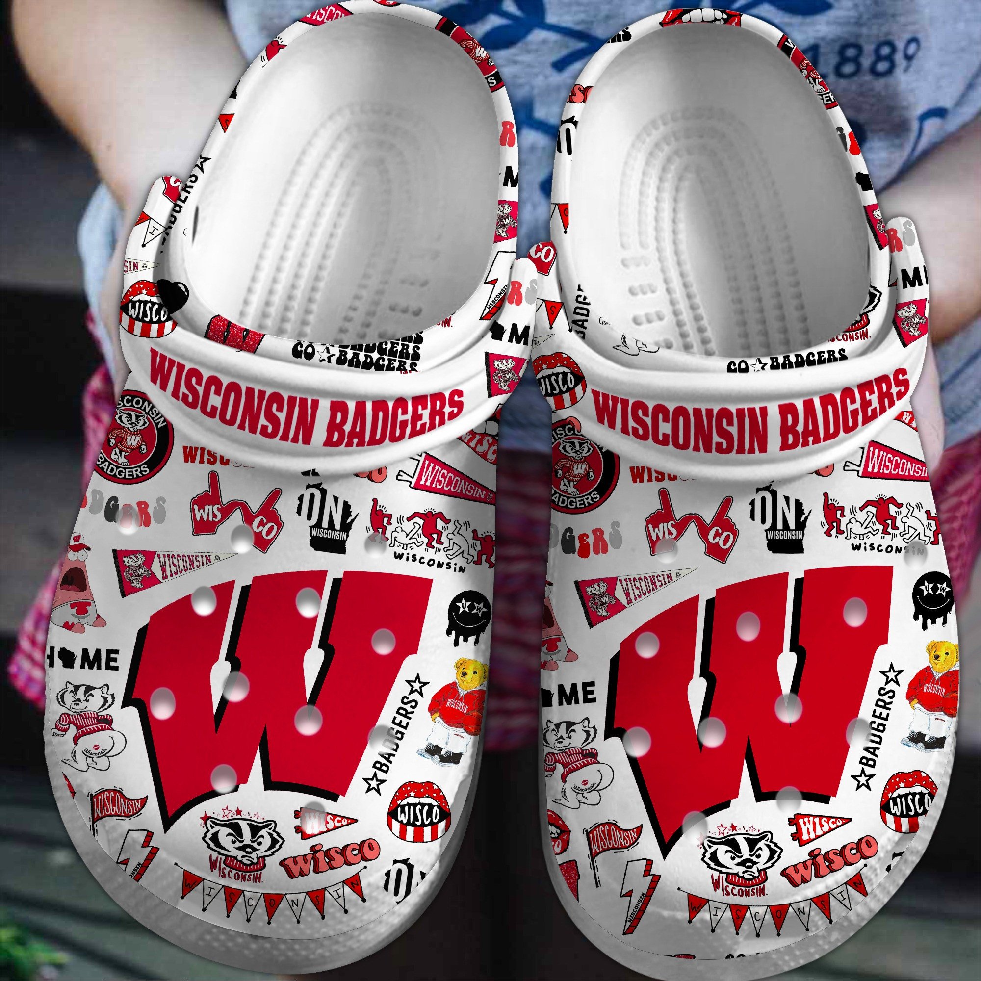 Wisconsin Badgers NCAA Sport Crocs Crocband Clogs Shoes Comfortable For Men Women and Kids 2