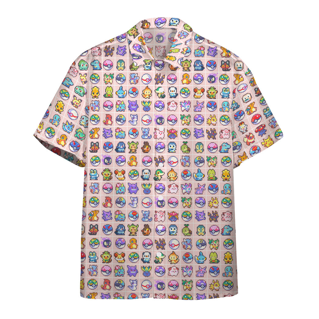 Gearhumans Pink Pkm Pixel Custom Hawaiian Shirt Ha38644