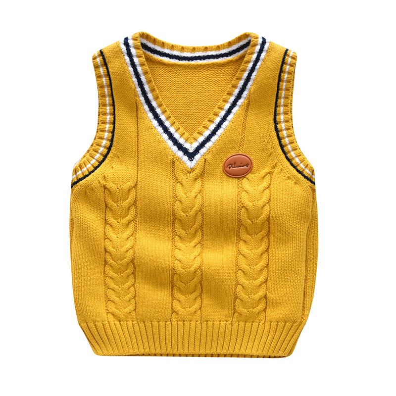 Baby Little Girls & Boys 100% Cotton V-Neck Sleeveless Knit Vest Sweaters for Winter Casual Cloth alx