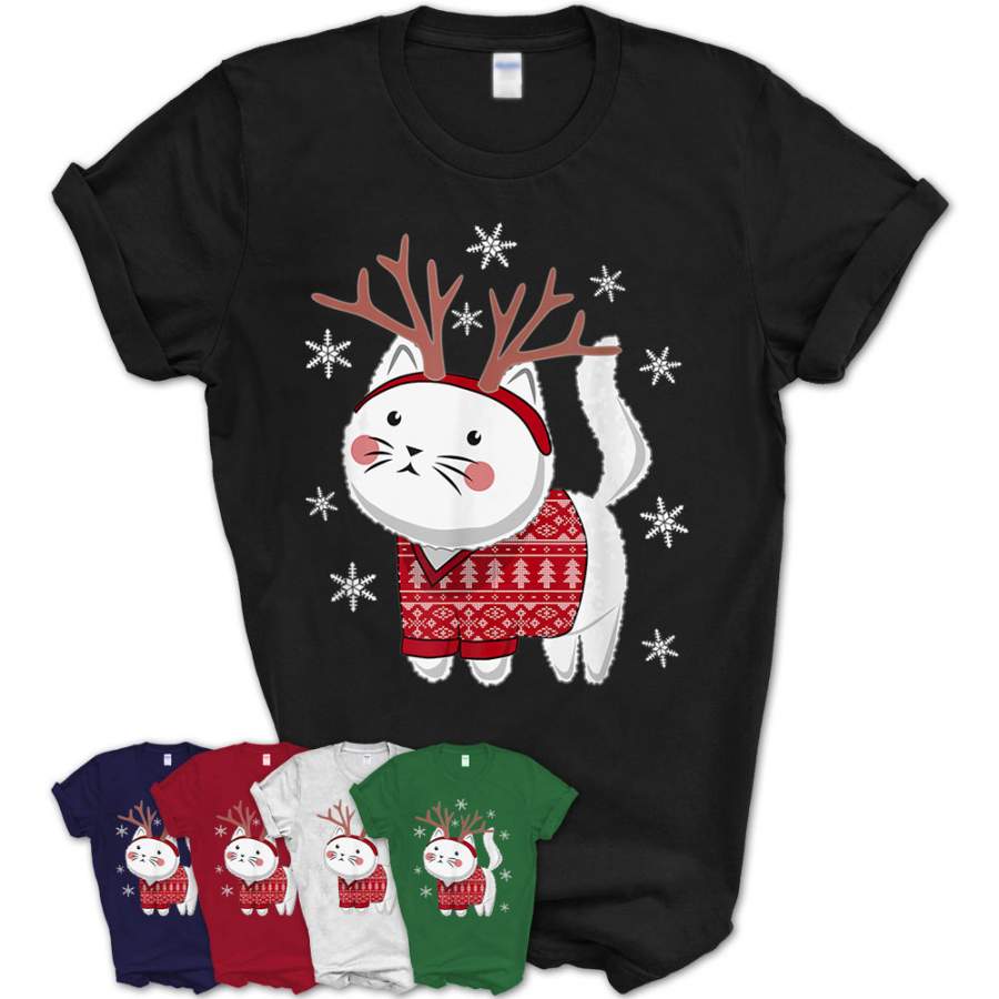 Ugly Christmas Sweater Cat Deer T-Shirt – Teezou Store