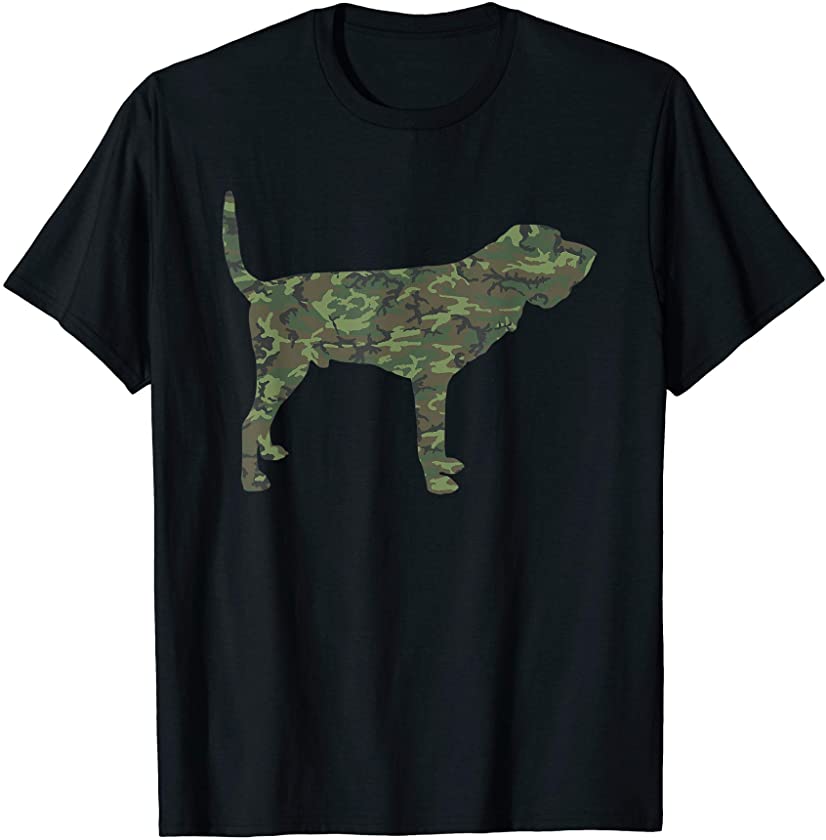 Military Bloodhound Camo Print US Puppy Dog Veteran Men Gift T-Shirt