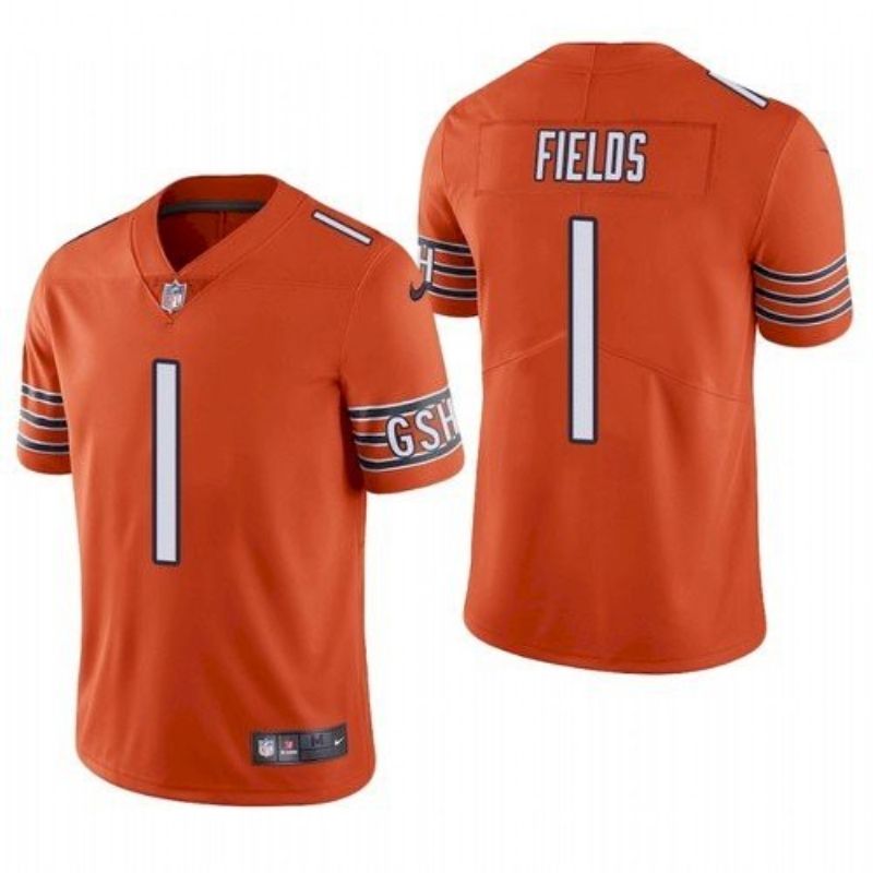 Chicago Bears Justin Fields #1 2021 Draft NFL Burnt Orange Jersey For Fans