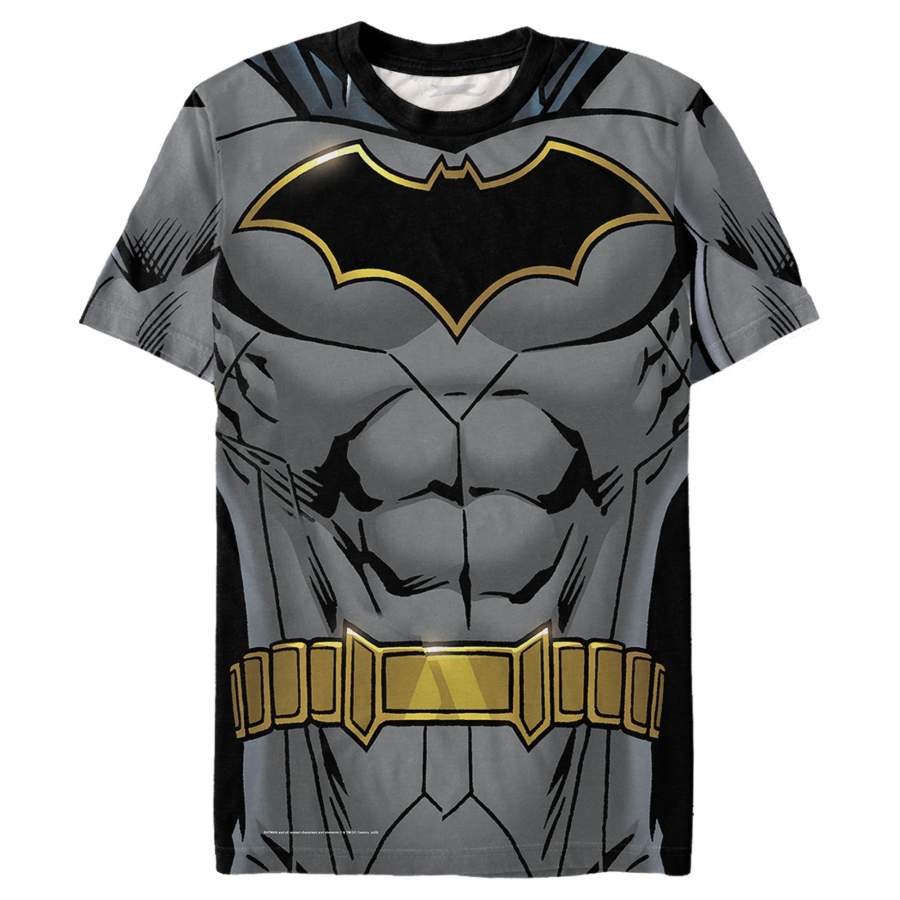 Batman Men’s Classic Caped Crusader Costume  All-Over T Shirt