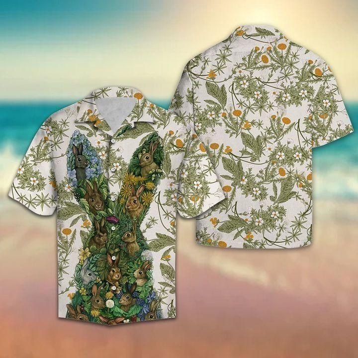 Rabbit Flower Aloha Hawaiian Shirt Colorful Short Sleeve Summer Beach Casual Shirt For Men And Women