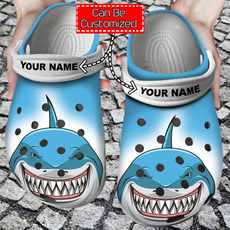 Animal Shark Face Print Personalized Clogs Shoes With Your Name