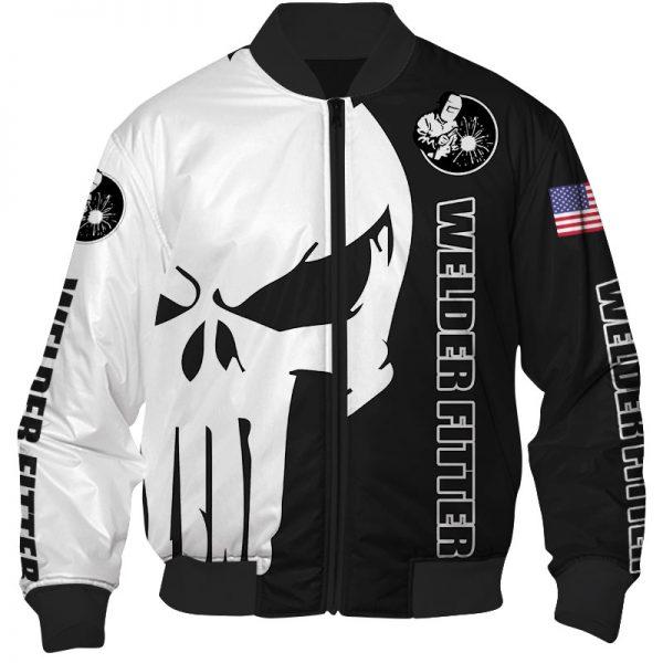 Welder Fitter Us Flag Skull Black Color 3D All Over Printed