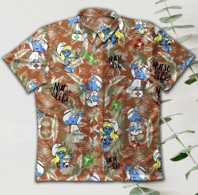 Gettyshirt Smurfs Nurse Gt Vintage Cotton Mens Hawaiian Ha15675