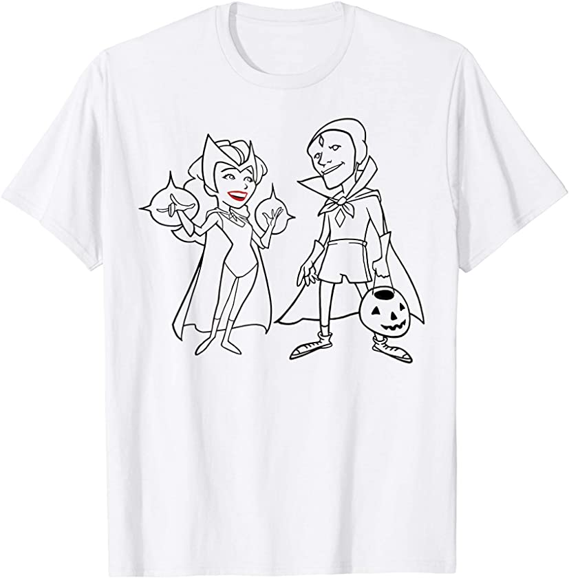 WandaVision Halloween Scarlet Witch & Vision Line Art T-Shirt