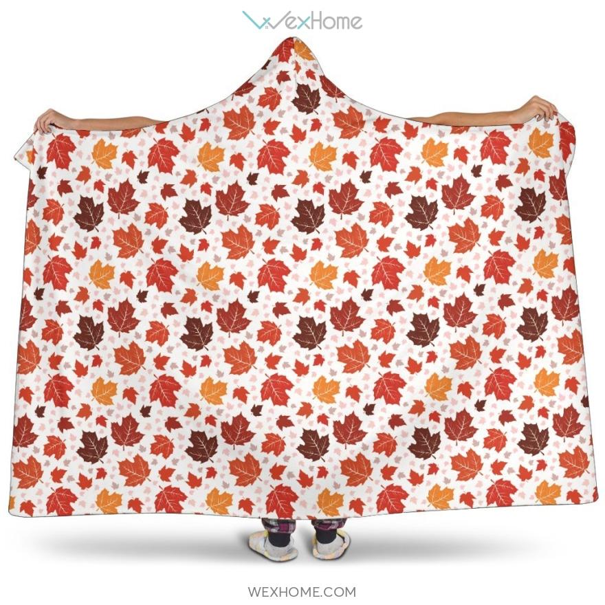 Colorful Maple Leaf Pattern Hooded Blanket