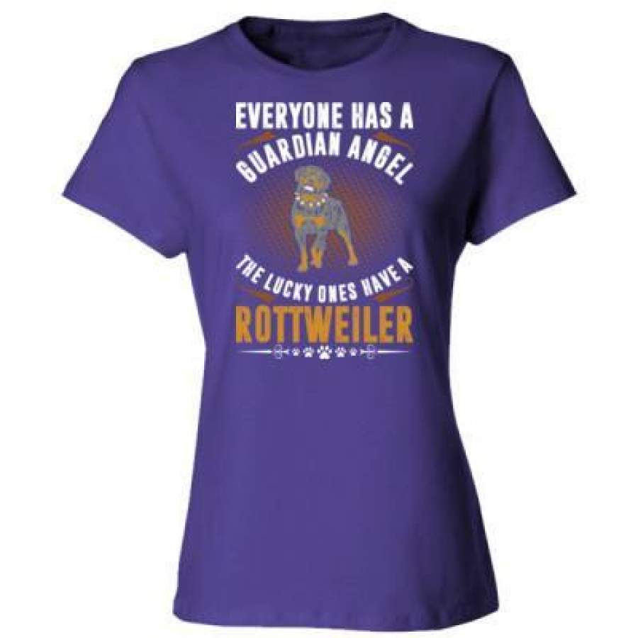 AGR Everyone Has A Guardian Angel The Lucky Ones Have A Rottweiler – Ladies’ Cotton T-Shirt